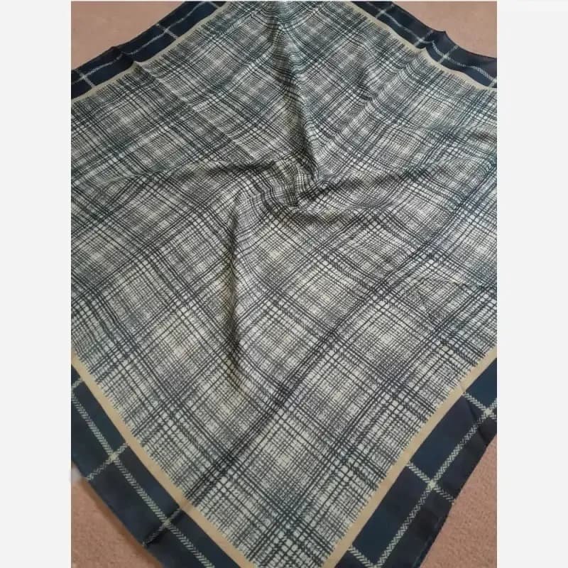 روسری نخی چهارخونه اسپرت قواره 100 سانت کلاسیک تابستانی سبک — تصویر ۲
