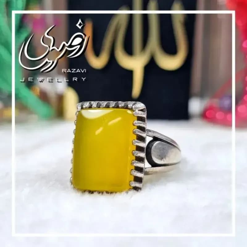 انگشتر نقره مردانه طرح حافظ با نگین شرف الشمس — تصویر ۴