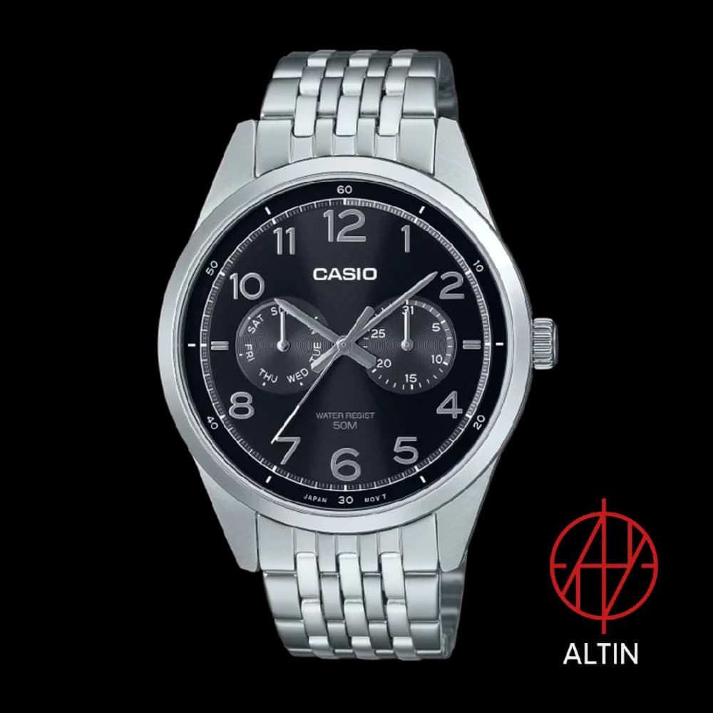 ساعت مچی مردانه کاسیو Casio مدل MTP-E340D-1A اورجینال با نمایشگر مولتی‌فانکشن
