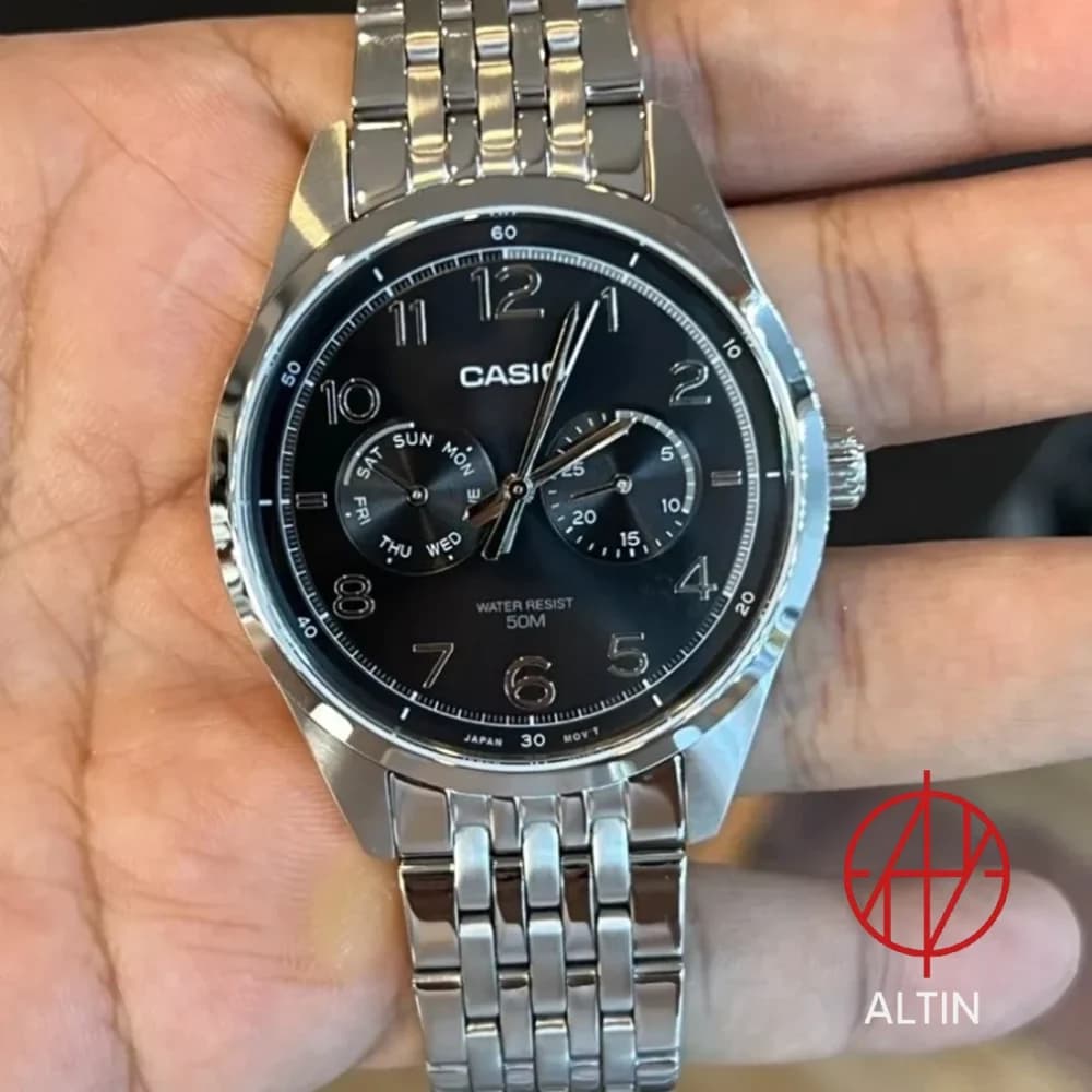 ساعت مچی مردانه کاسیو Casio مدل MTP-E340D-1A اورجینال با نمایشگر مولتی‌فانکشن — تصویر ۲