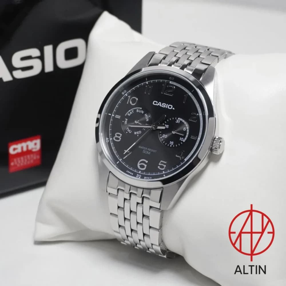 ساعت مچی مردانه کاسیو Casio مدل MTP-E340D-1A اورجینال با نمایشگر مولتی‌فانکشن — تصویر ۳