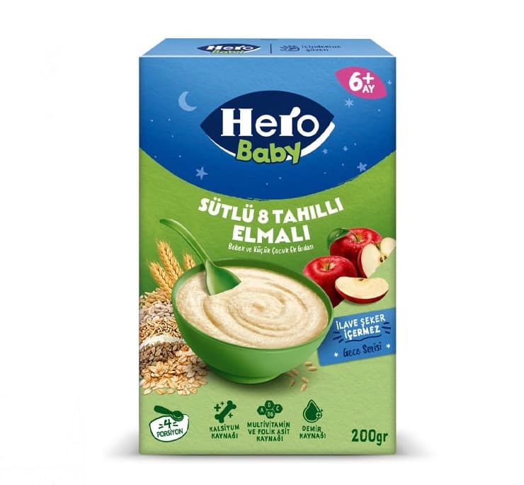 سرلاک هرو بی بی ۶ ماه به بالا شب غلات و سیب و شیر Hero Baby