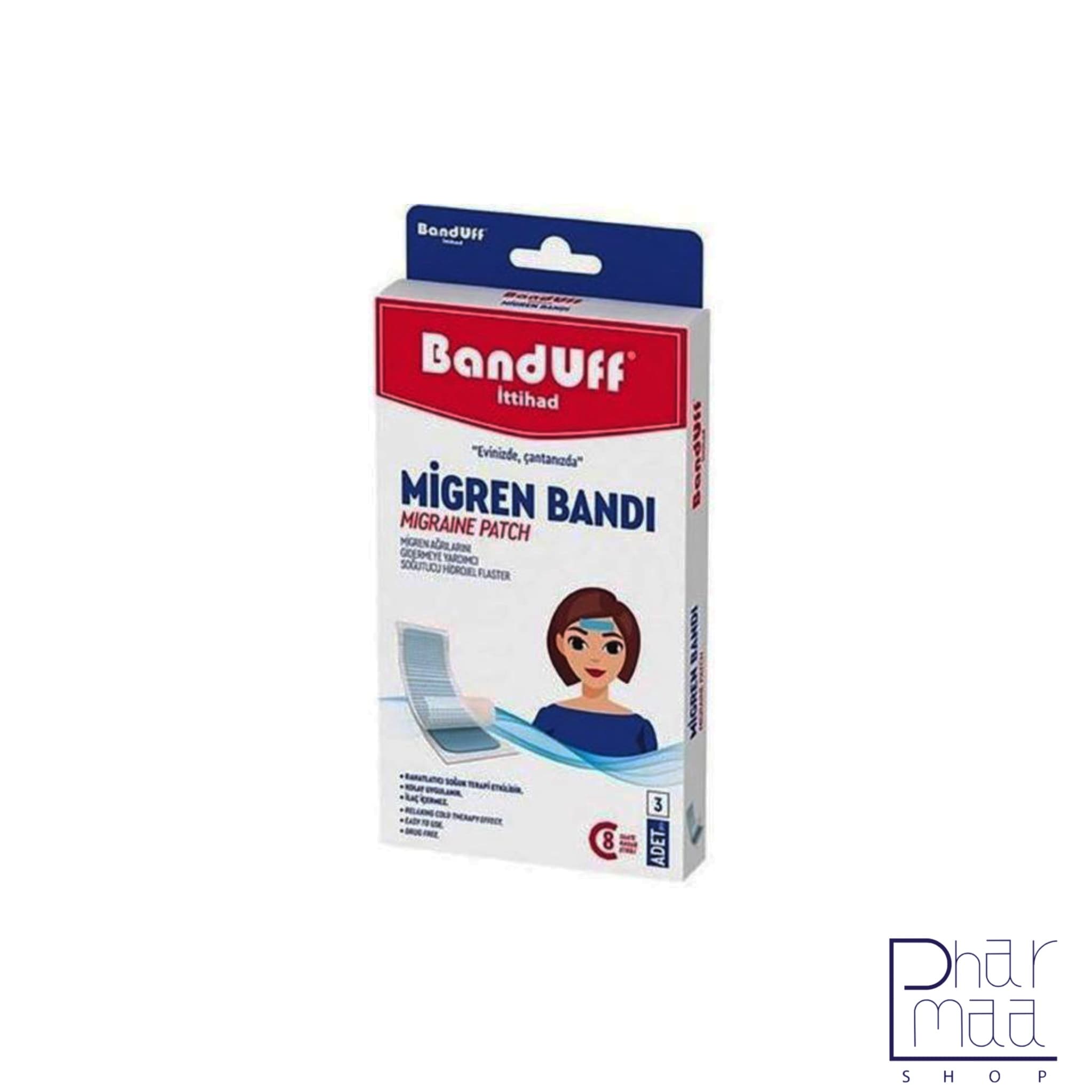 چسب میگرن بنداف Banduff مدل خنک کننده بسته 3 عددی