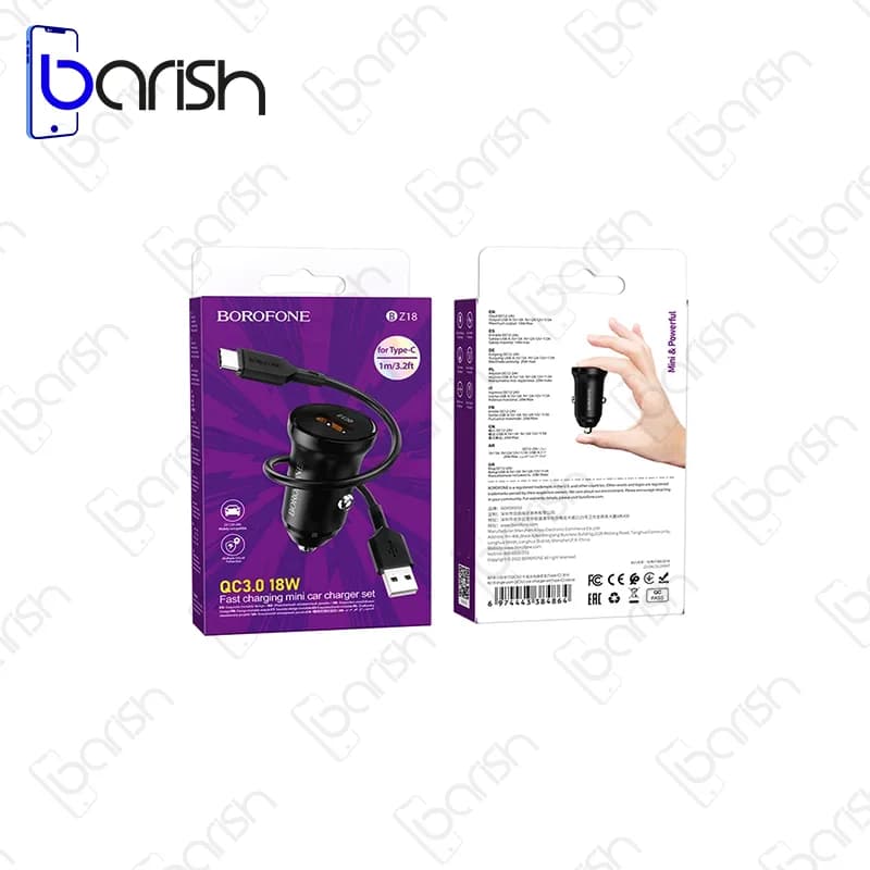 شارژر فندکی فست 18 واتی بروفون مدل BZ18 با کابل Type-C — تصویر ۴