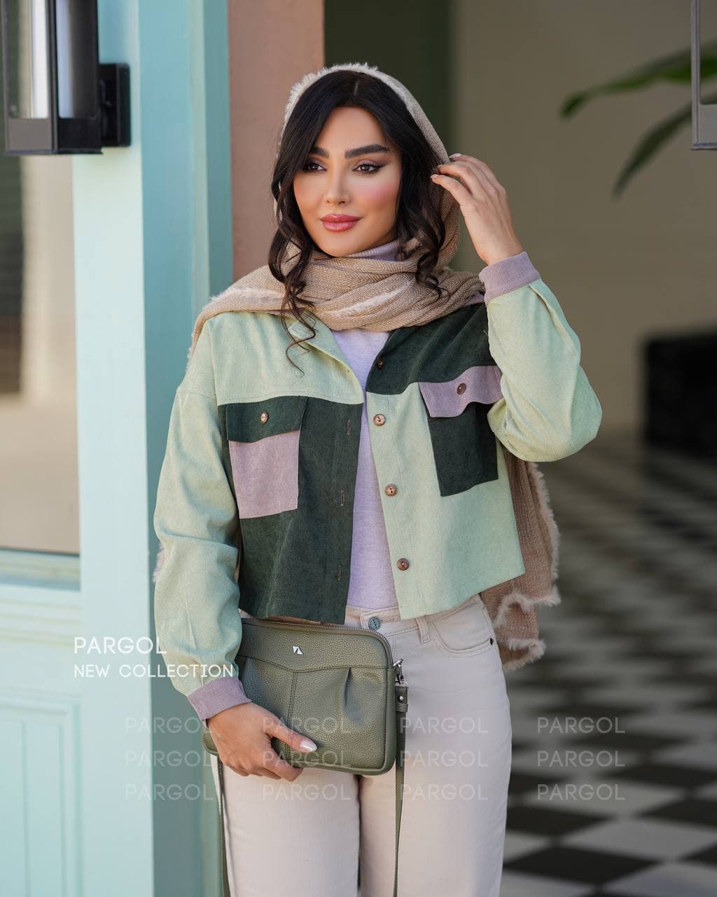 کت تارا کاهویی طوسی سبز — تصویر ۲