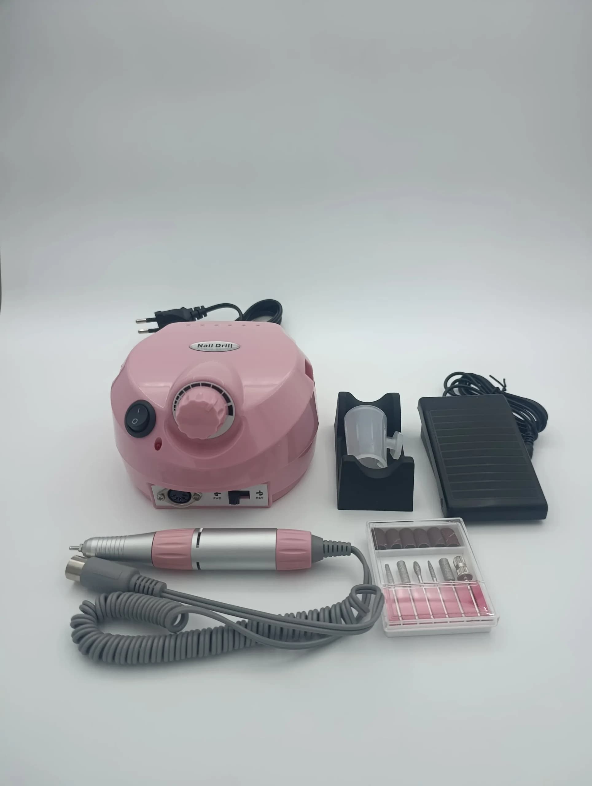 دستگاه سوهان برقی ناخن نیل دریل Nail Drill رنگ صورتی ۳۵۰۰۰ دور (اورجینال همراه با هندپیس سبک، پدال و ۶ سرسوهان)