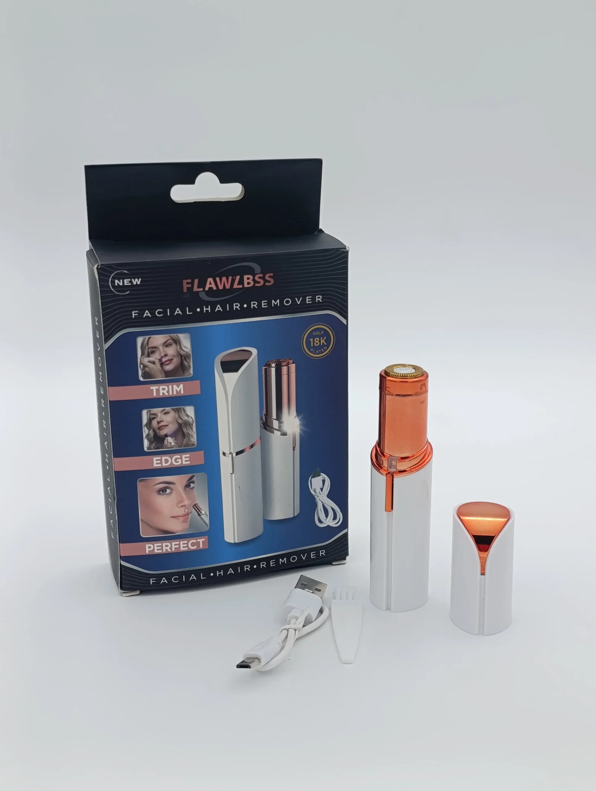 موزن و شیور صورت زنانه فلاولس Flawless مدل ماتیکی شارژی (دارای چراغ LED و اصلاح بدون درد)