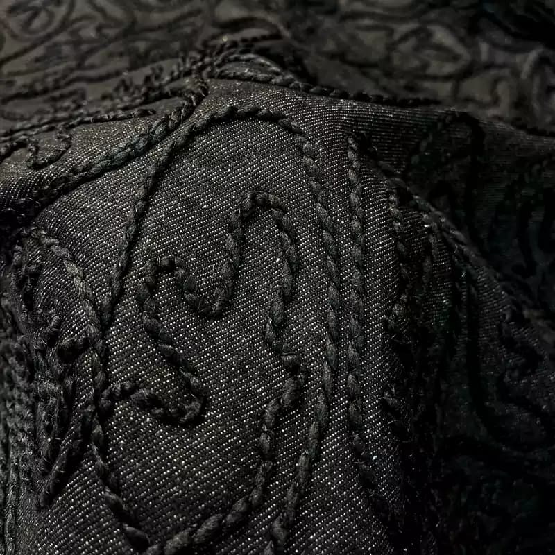 پارچه جین کوک دوزی مشکی وارداتی — تصویر ۲