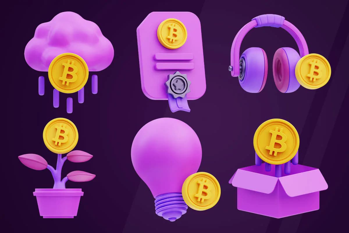 10 آیکون ارز دیجیتال و بیت کوین 3D — تصویر ۴