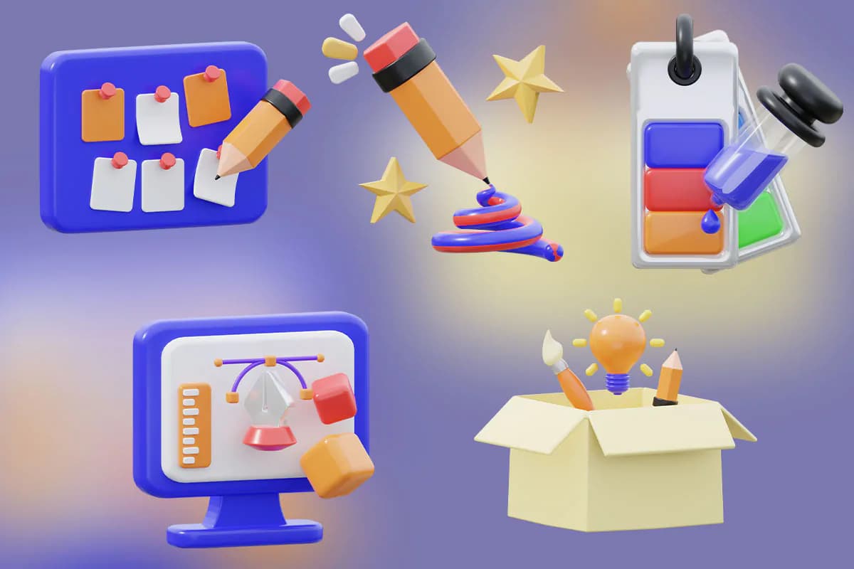 5 آیکون تفکر طراحی 3D — تصویر ۴