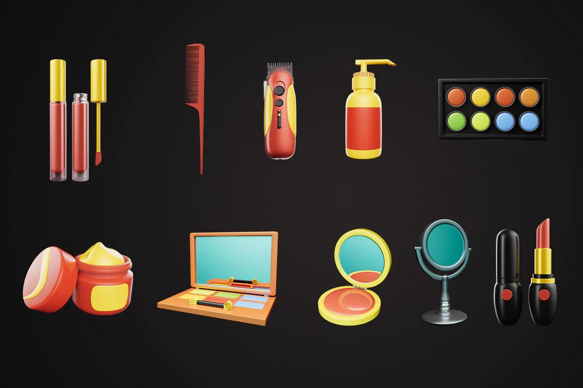 22 آیکون لوازم آرایشی و بهداشتی 3D — تصویر ۵