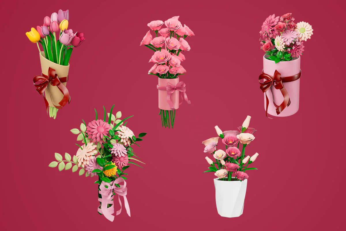 11 PNG دسته گل سه بعدی — تصویر ۵