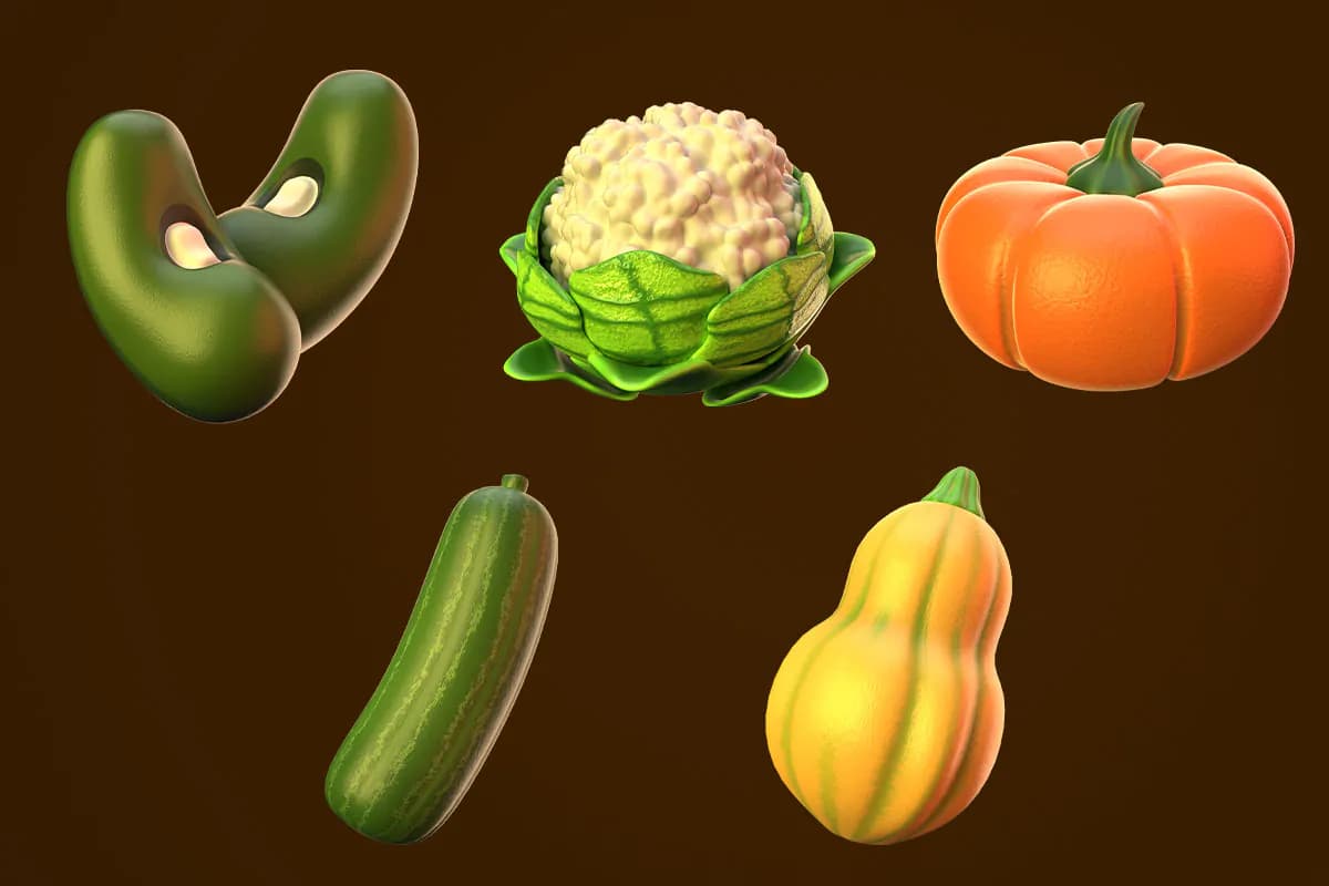 20 آیکون 3D سبزیجات — تصویر ۵