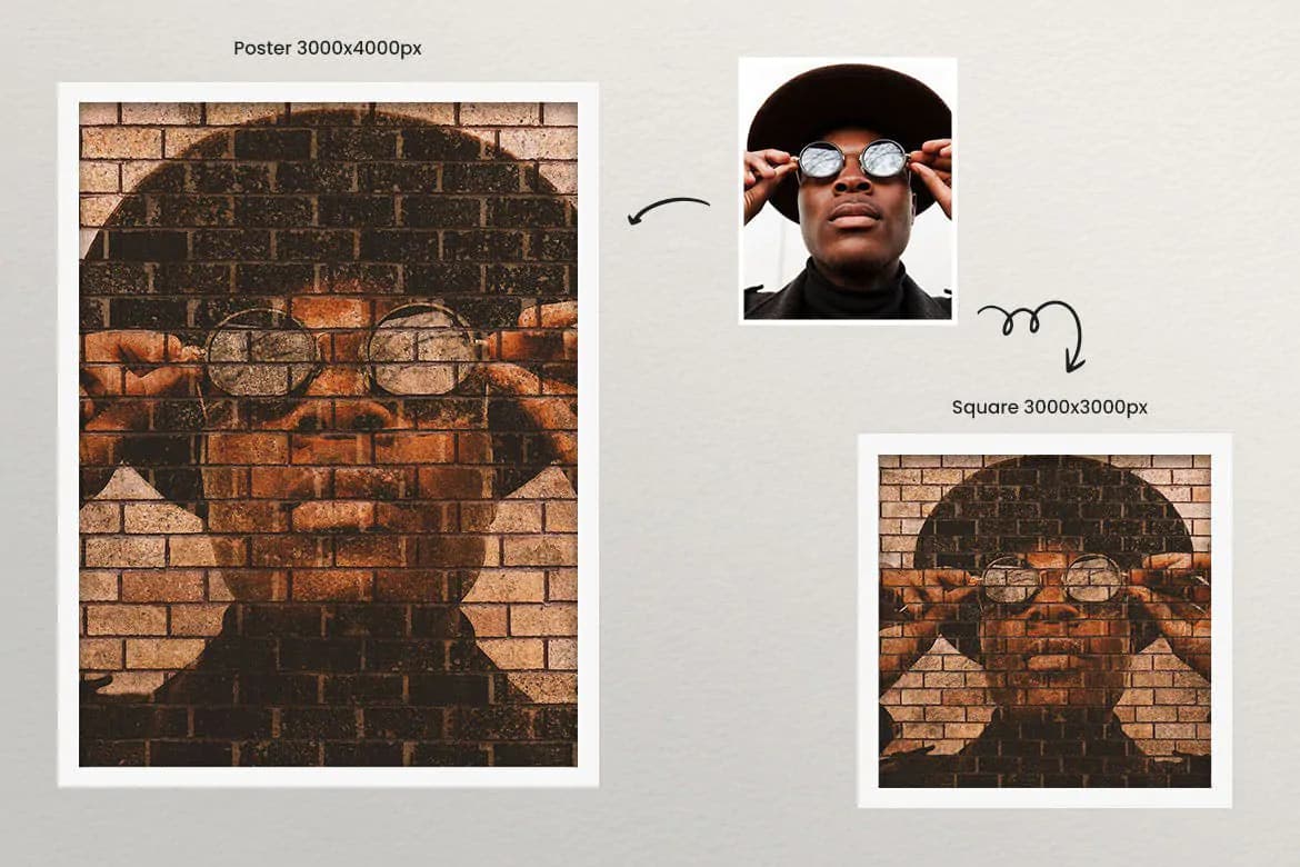 افکت چاپ عکس روی دیوار آجری — تصویر ۳