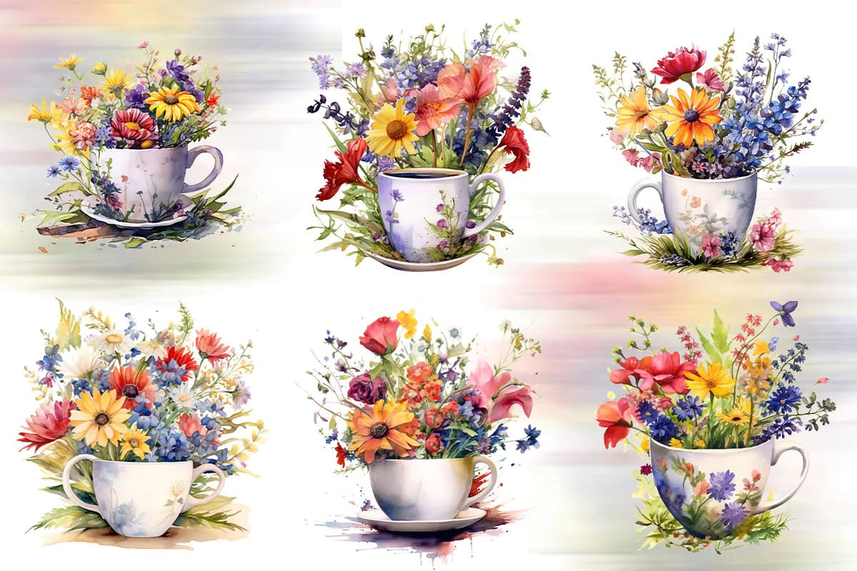 24 طرح آبرنگی گل های وحشی