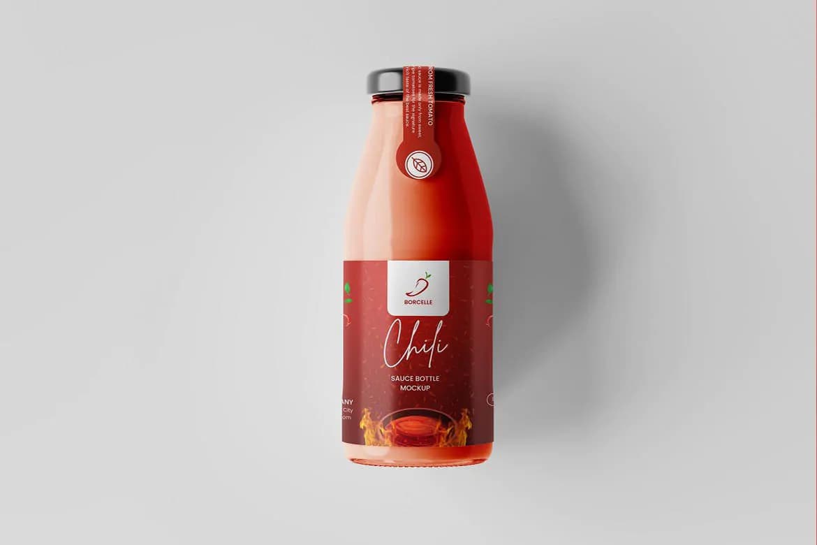 موکاپ بطری شیشه‌ای سس — تصویر ۸