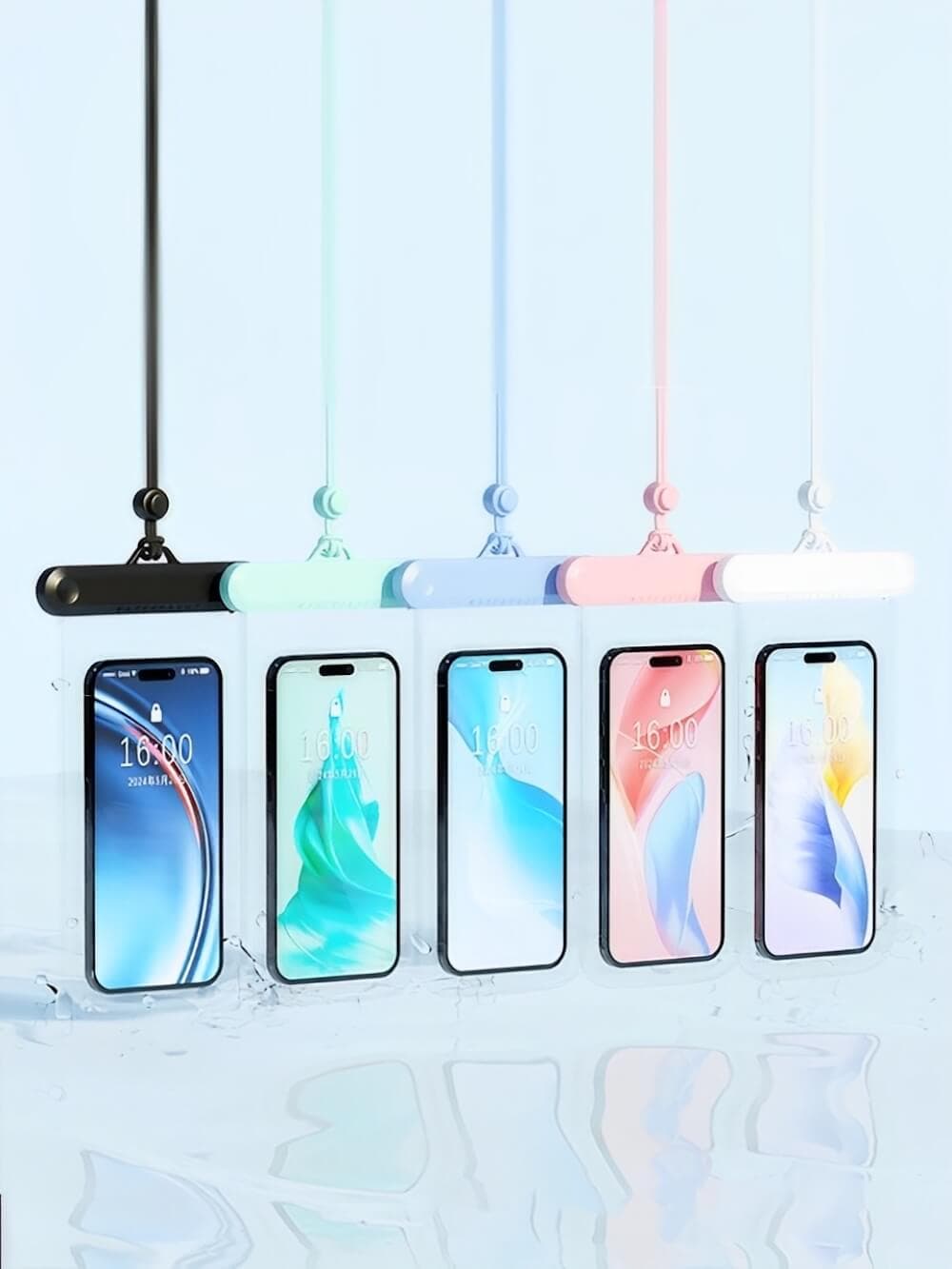 کیف موبایل ضد آب درجه یک برای استخر شنا ، دریا و ساحل به رنگ مشکی از جنس پلاستیک شفاف — تصویر ۵