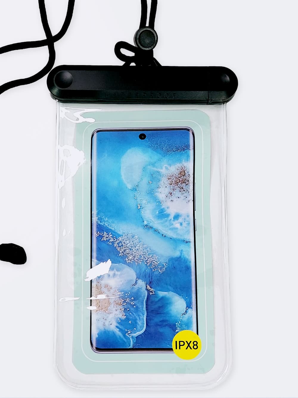 کیف موبایل ضد آب درجه یک برای استخر شنا ، دریا و ساحل به رنگ مشکی از جنس پلاستیک شفاف