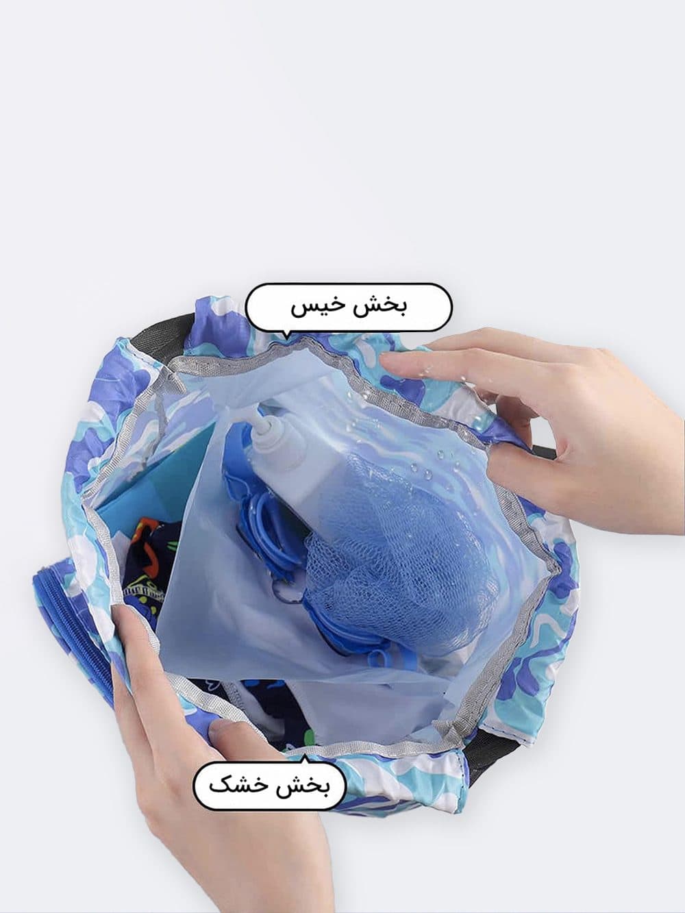کوله پشتی شنا پسرانه فانتزی طرح فضانورد ضد آب با محفظه جداگانه عینک شنا — تصویر ۴