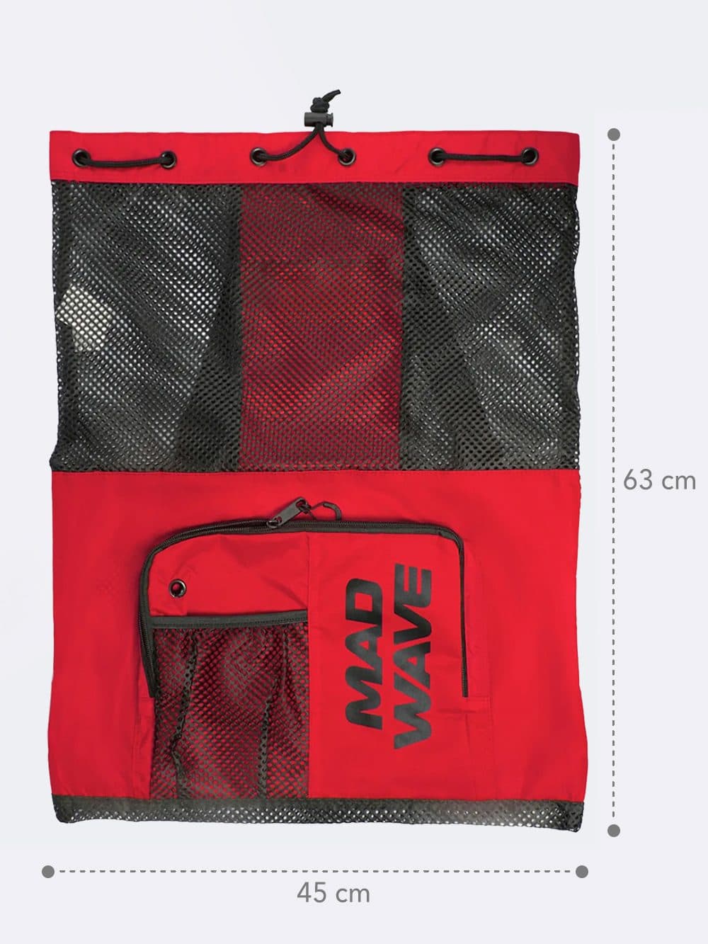 کیف مخصوص و حرفه ای شنا مش بگ ( mesh bag ) مدویو ( MAD WAVE ) قرمز — تصویر ۴