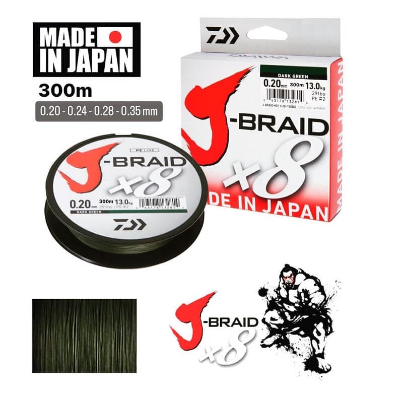 نخ ماهیگیری براید دایوا سبز تیره DAIWA J-BRAID X8