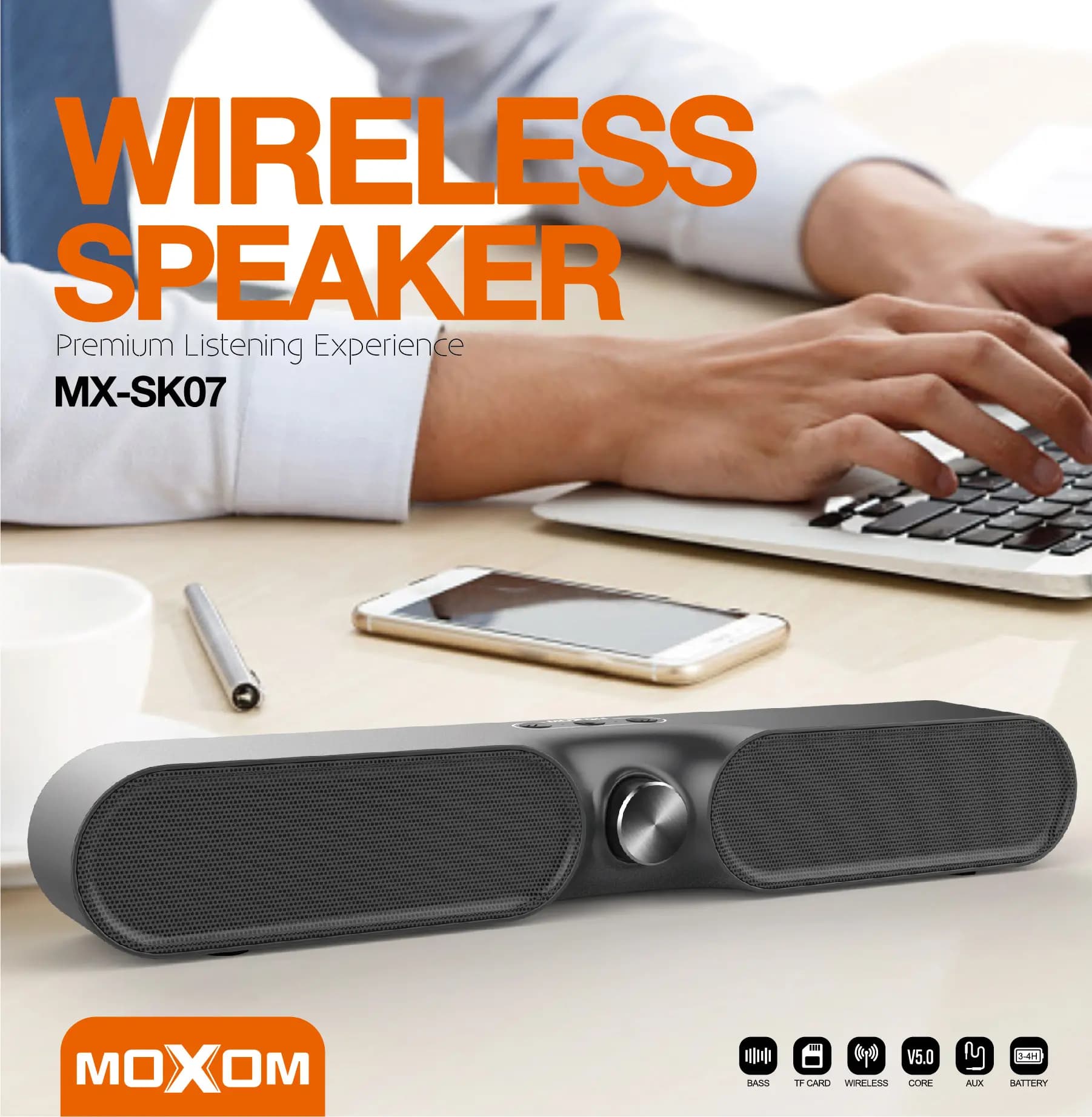 اسپیکر مدل moxom mx-sk07 بلوتوثی قابل حمل ماکسوم — تصویر ۵