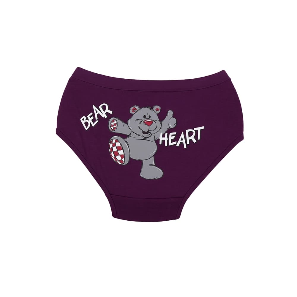 شورت زنانه اسلیپ نخی کش پهن طرح Bear Heart برند بانو