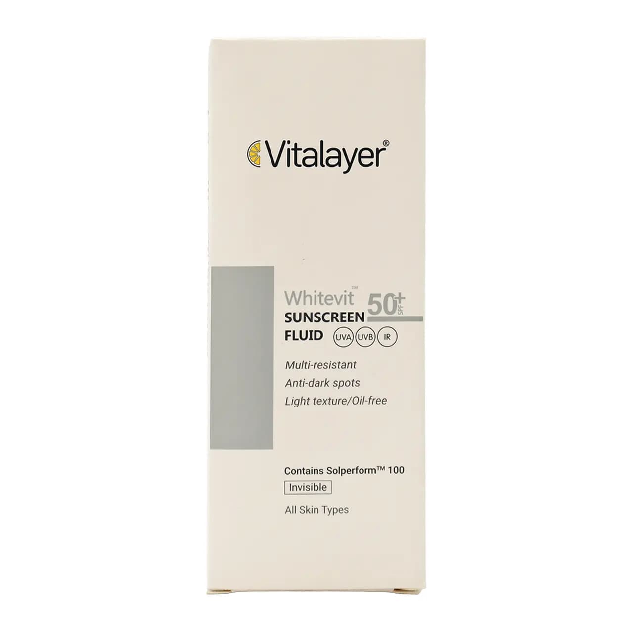 فلوئید ضد آفتاب ضد لک وایت ویت بی رنگ ویتالیر SPF50