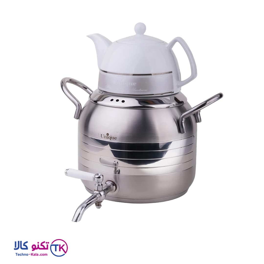 کتری و قوری 4.5 لیتر شیردار استیل یونیک مدل UN-7292