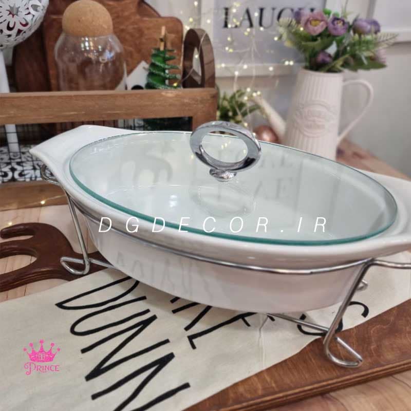 ظرف دربدار سوفله خوری سرامیکی