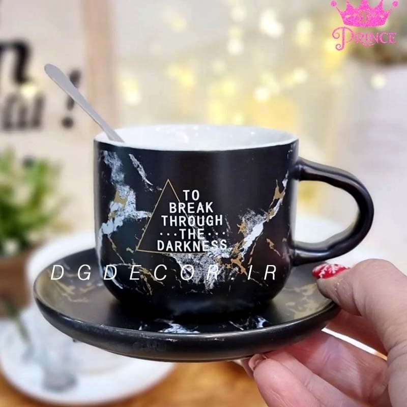 فنجان نعلبکی طرح ماربل — تصویر ۳