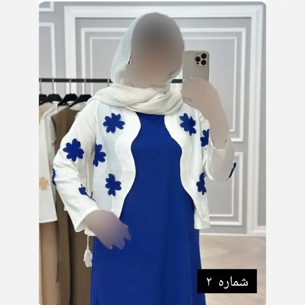 ست کت و سارافون زنانه طرح برگی برجسته پارچه کرپ تنفسی مناسب بهار و تابستان ضد چروک — تصویر ۴