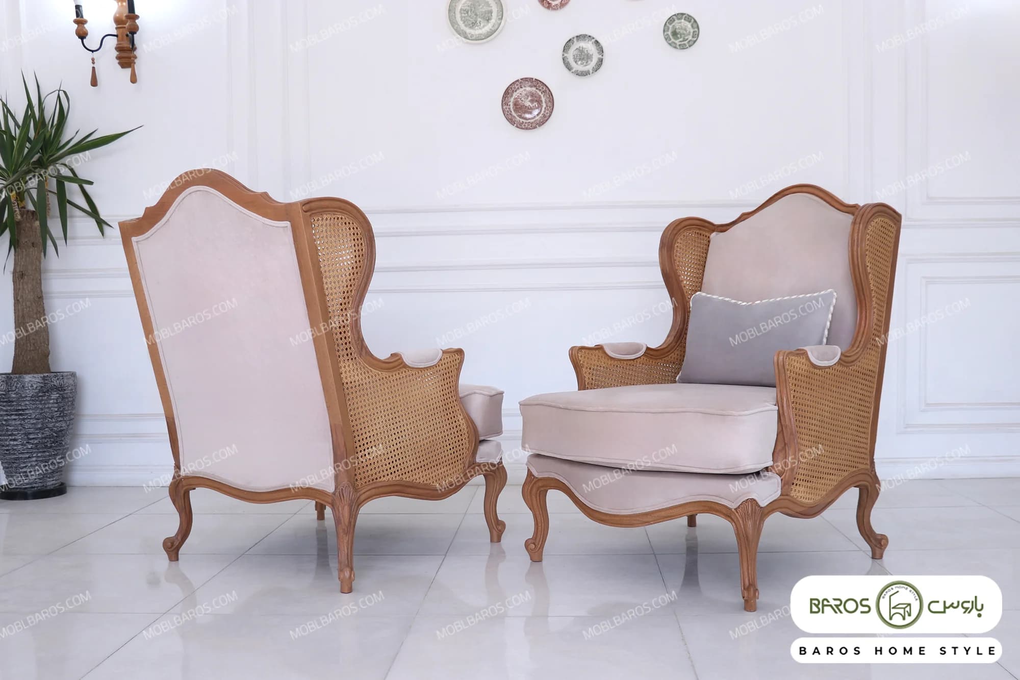 مبل تک‌ نفره کویین رومینا حصیری — تصویر ۳