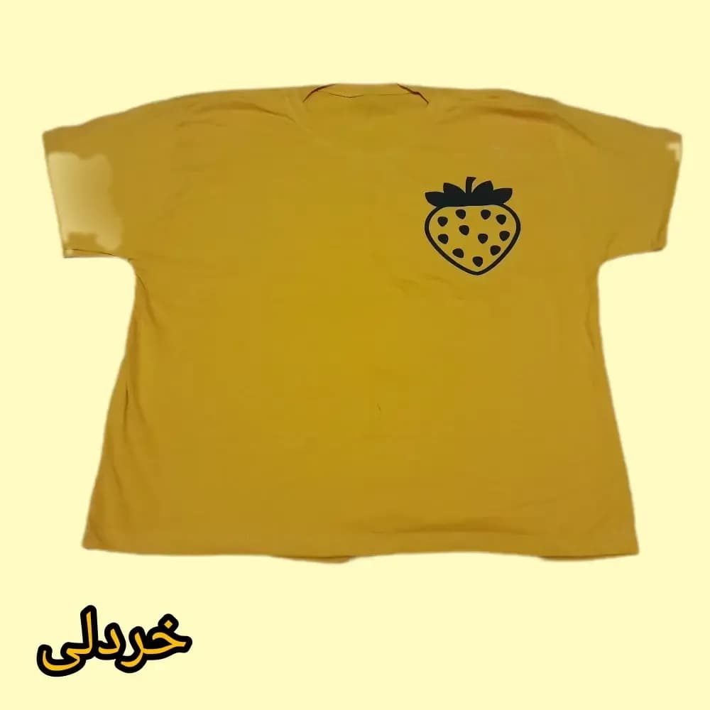 کراپ دخترانه طرح توت فرنگی صد در صد پنبه وارداتی — تصویر ۴
