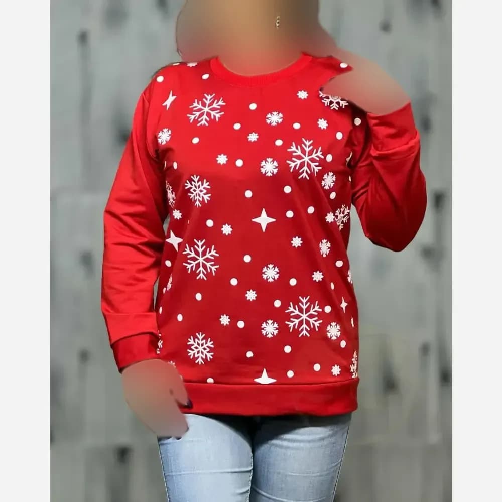 بلوز زنانه یقه گرد طرح دار جنس دورس مناسب سایز 36 تا 44 — تصویر ۴