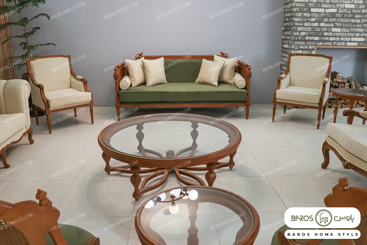 مبل کلاسیک و ترکیبی ۱۱ نفره کاجی — تصویر ۳