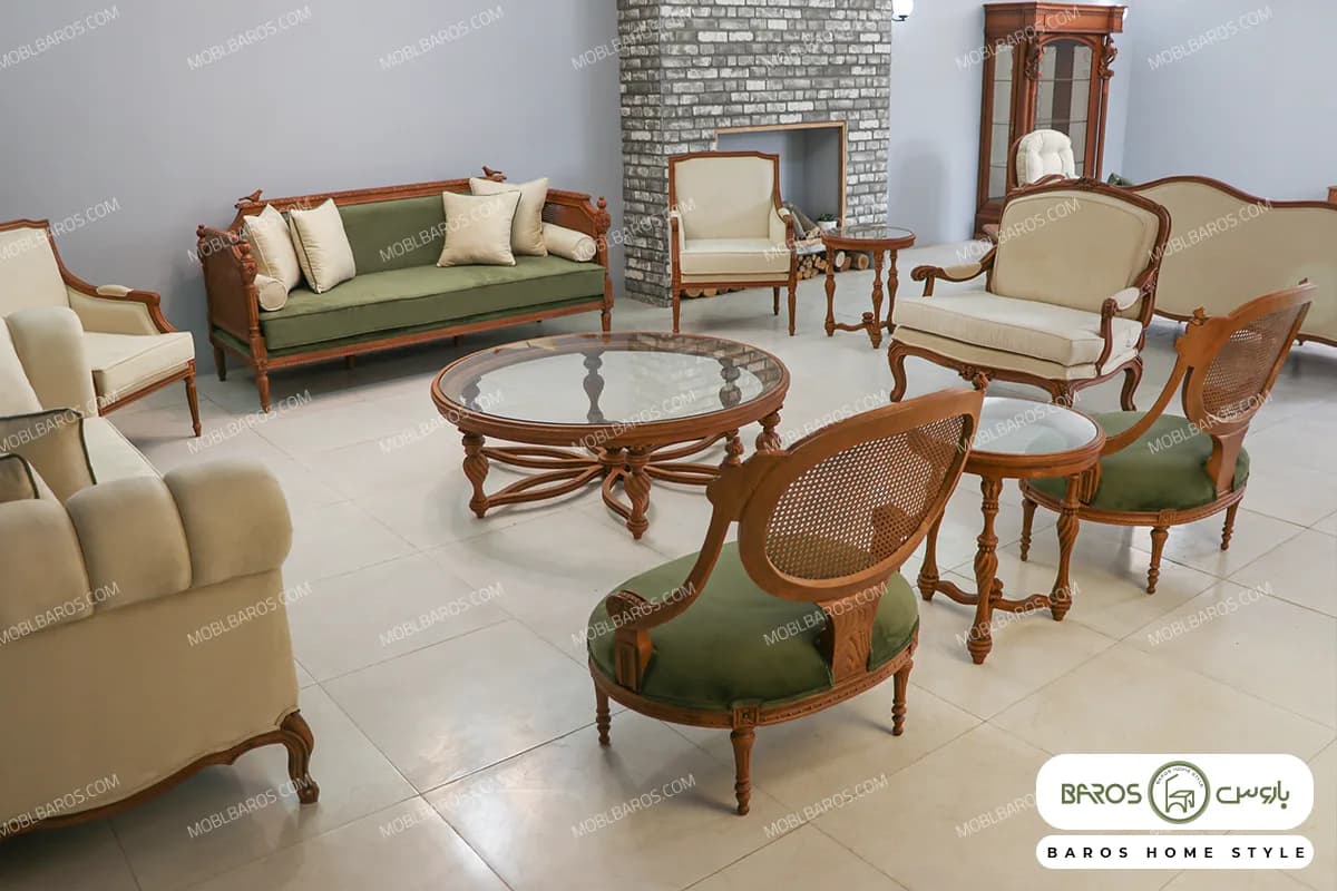مبل کلاسیک و ترکیبی ۱۱ نفره کاجی — تصویر ۲