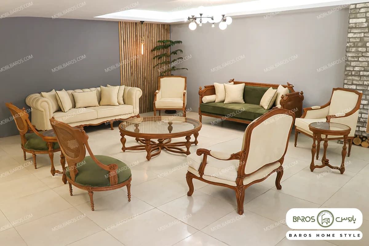 مبل کلاسیک و ترکیبی ۱۱ نفره کاجی