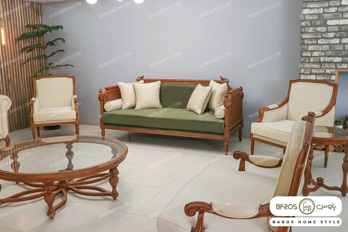 مبل کلاسیک و ترکیبی ۱۱ نفره کاجی — تصویر ۴