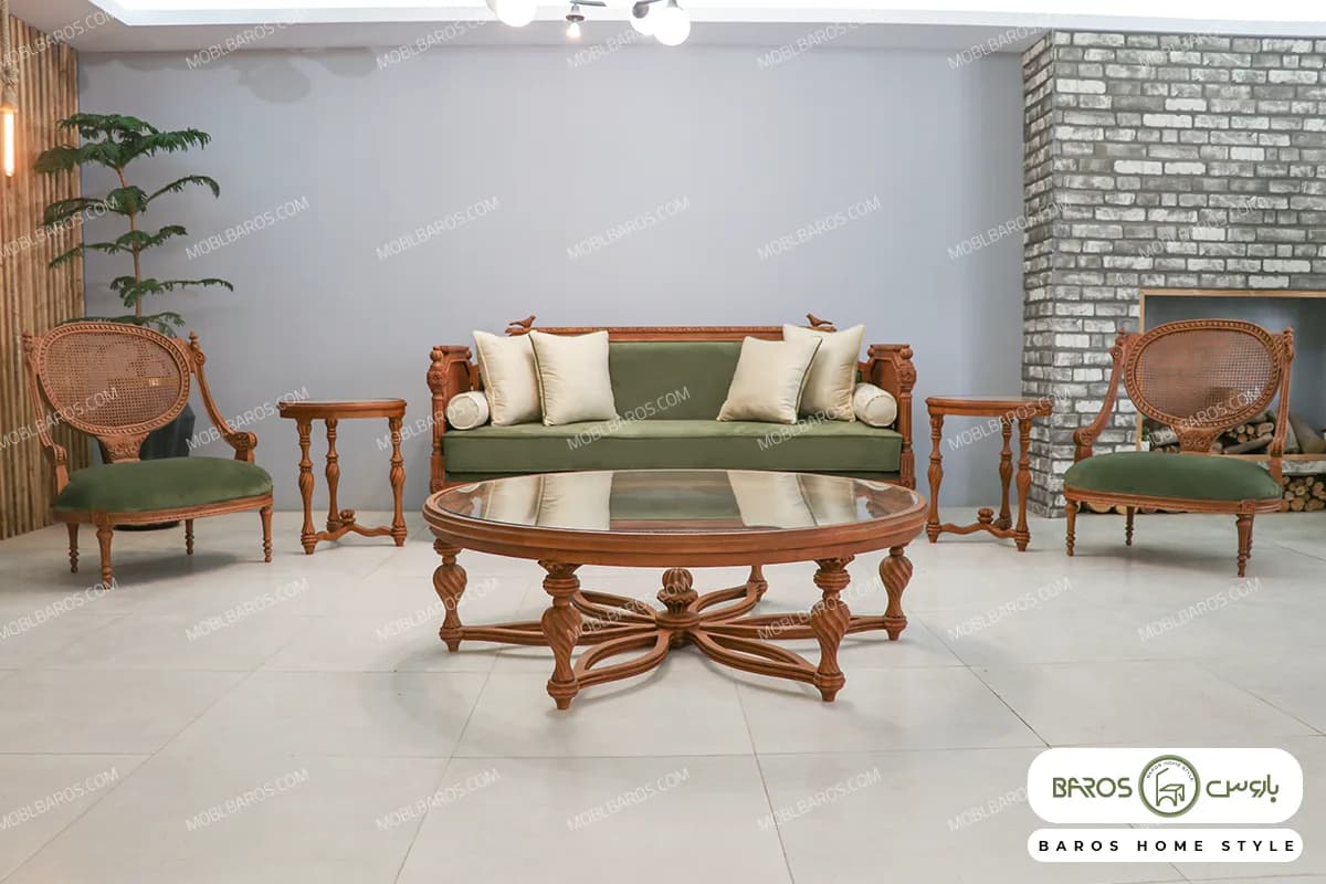 مبل کلاسیک و ترکیبی ۱۱ نفره کاجی — تصویر ۷