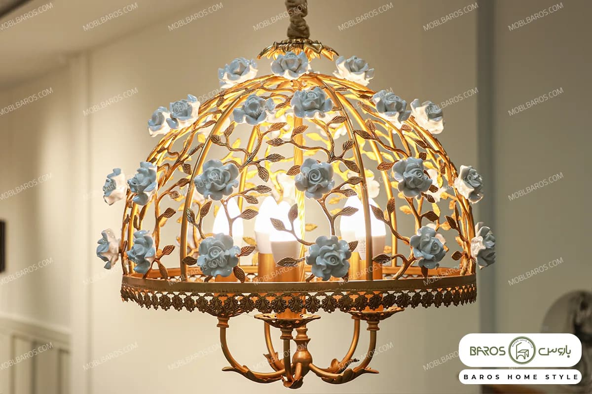 لوستر پذیرایی و اتاق خواب مدل سبدی با گل — تصویر ۲