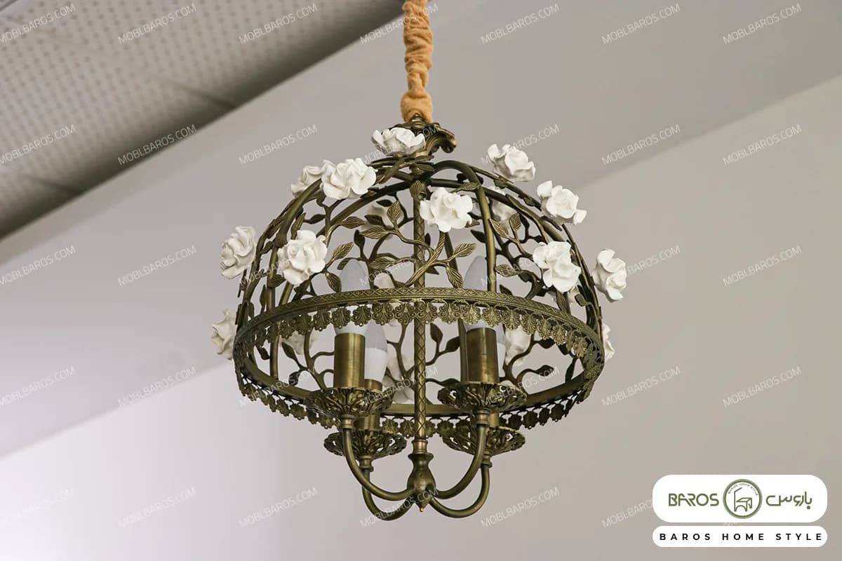 لوستر پذیرایی و اتاق خواب مدل سبدی با گل — تصویر ۵