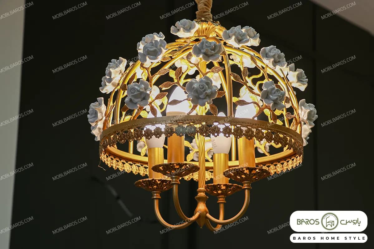 لوستر پذیرایی و اتاق خواب مدل سبدی با گل — تصویر ۷