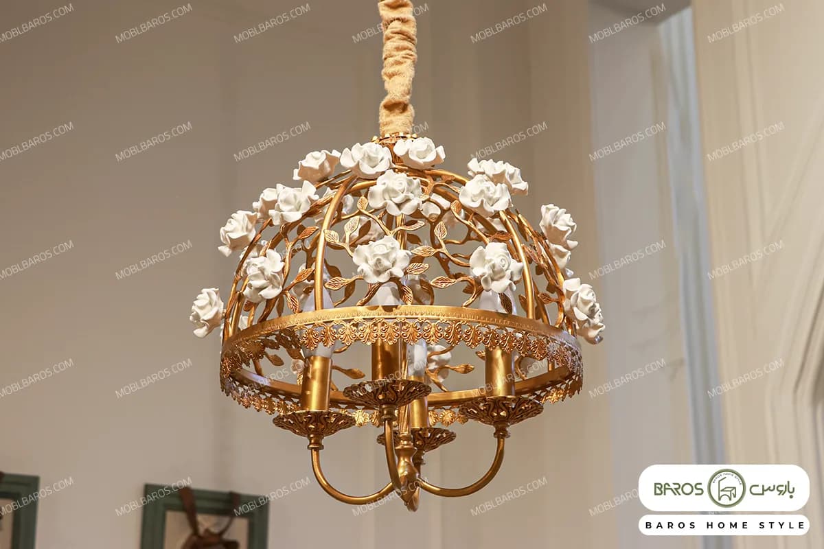 لوستر پذیرایی و اتاق خواب مدل سبدی با گل