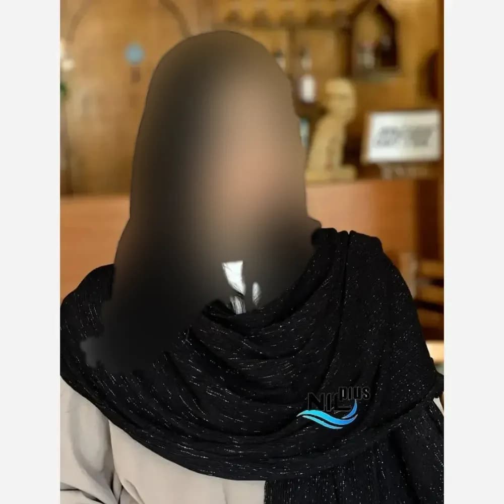 شال نخی برشکا مشکی لمه دار قواره بزرگ — تصویر ۲