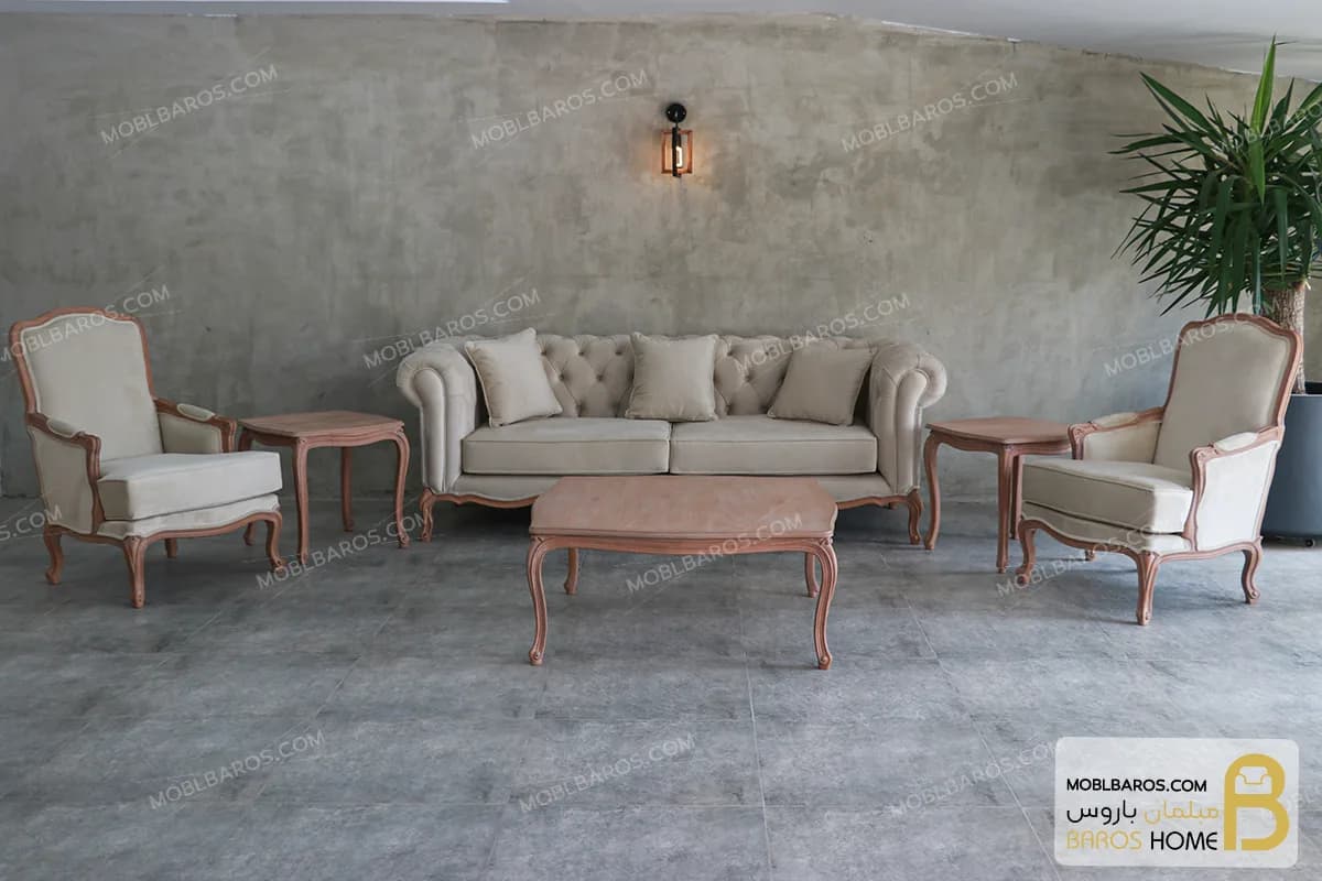 مبل کلاسیک گندم و کاناپه چستر جورجیا — تصویر ۳