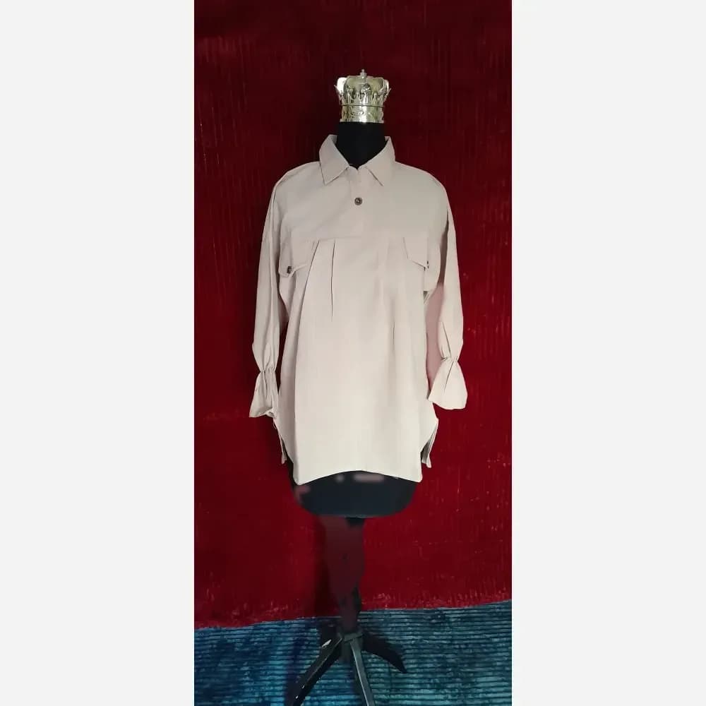 شومیز زنانه مجلسی لینن سینه چین تابستانه سایز 38 تا 48 — تصویر ۶