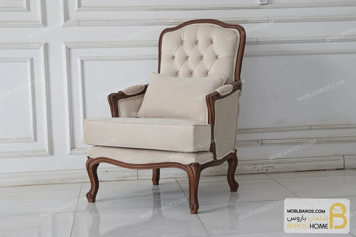 مبل ۷ نفره کلاسیک گندم و فرانسوی — تصویر ۸
