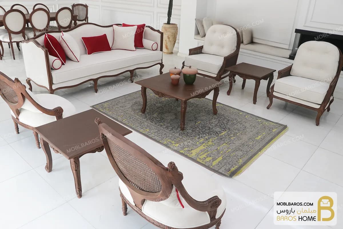 مبل کلاسیک چوبی گندم و کاجی — تصویر ۲