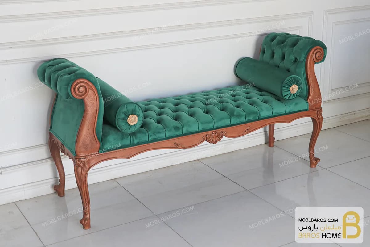 صندلی بنچ چوبی کلاسیک زمرد کد ۲ — تصویر ۳